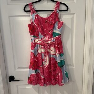 Vineyard Vines KY Derby 143 Official Silk Dress Pink Floral Sz 2 Cottagecore